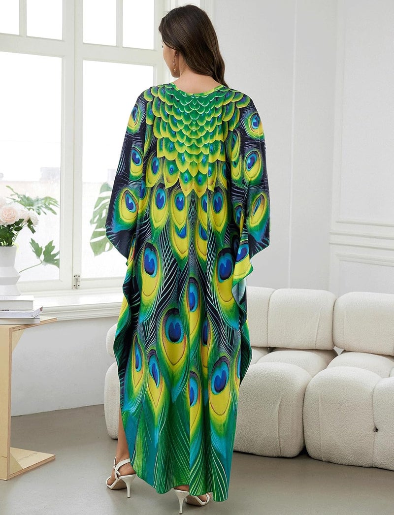 KECVOT Kaftan Dresses for Women Plus Size Batwing Sleeve Caftans Long Bathing Suit Cover Up Maxi Beach Dress Loungewear - Image 3